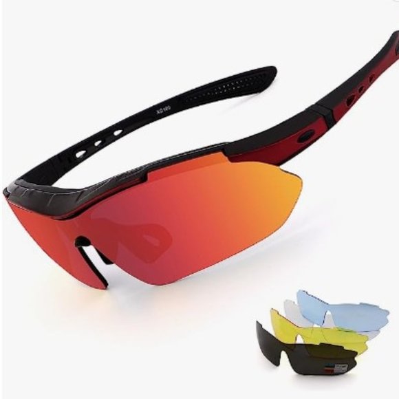 Unisex Polarized Sports Sunglasses + 5 Interchangeable Lenses - UV400 Protection main image 5